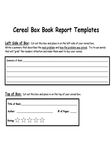 Printable Cereal Box Book Report Template Free - Printable Templates