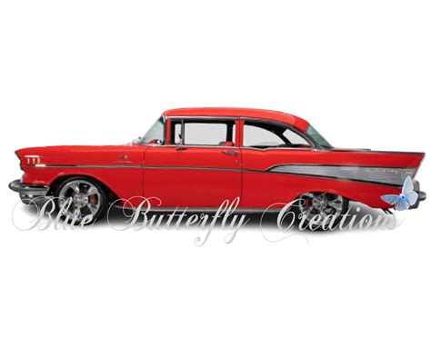 1957 Chevy Bel Air Digital PNG, Chevy Classic Car PNG, Antique Chevy PNG, Red Vintage Chevy Bel ...