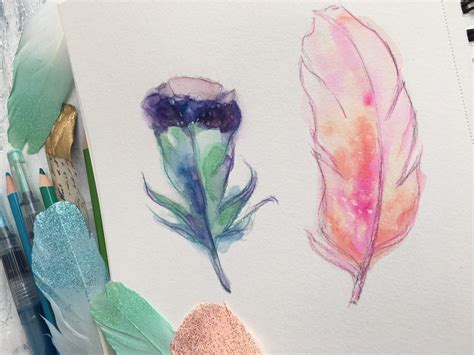 Watercolor Feather Tutorial at PaintingValley.com | Explore collection of Watercolor Feather ...