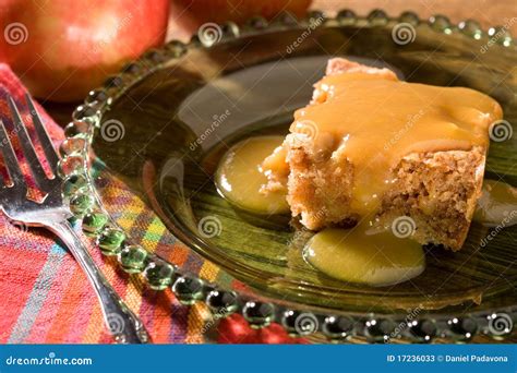 Apple Cake with Caramel Sauce Stock Image - Image of thanksgiving, portion: 17236033