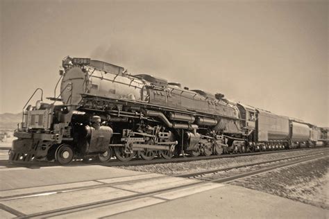 Union Pacific Challenger No. 3985, Yermo, August 20, 2000 Sepia Photograph by Brian Lockett