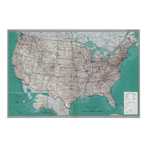 United States Maps, Printed Road Map Poster | Zazzle | United states map, Map, Map towel