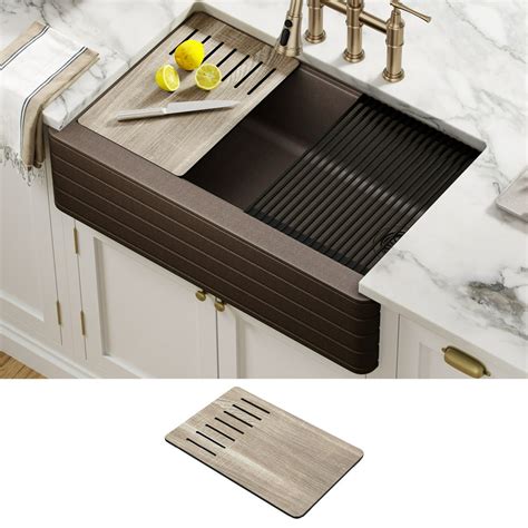 Kraus Bellucci Workstation 33 inch Farmhouse Apron Front Granite Composite Single Bowl Kitchen ...