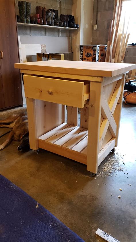 Rustic X Small Rolling Kitchen Island | Ana White