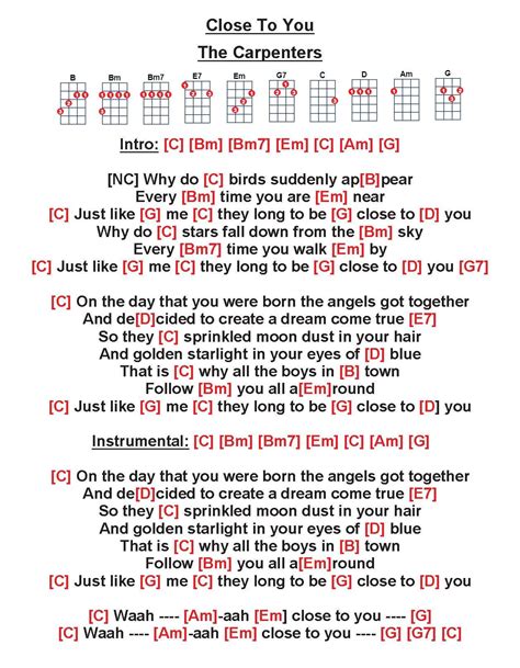 Close To You - The Carpenters Ukulele Chords