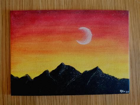 Sunset Mountain Silhouette Watercolour Hand-painting - Etsy Norway