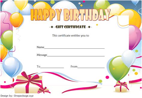 Birthday Gift Certificate Template FREE: 7+ Typical Ideas | Gift certificate template word ...