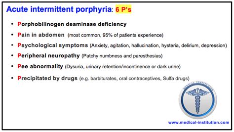 Acute Intermittent Porphyria: Disease, Treatment, Mnemonic