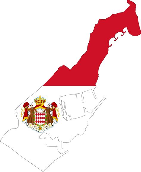 Clipart - Monaco Map Flag With Coat Of Arms