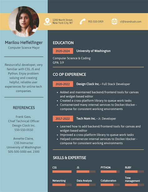 Colorful College Student Resume Template - Venngage