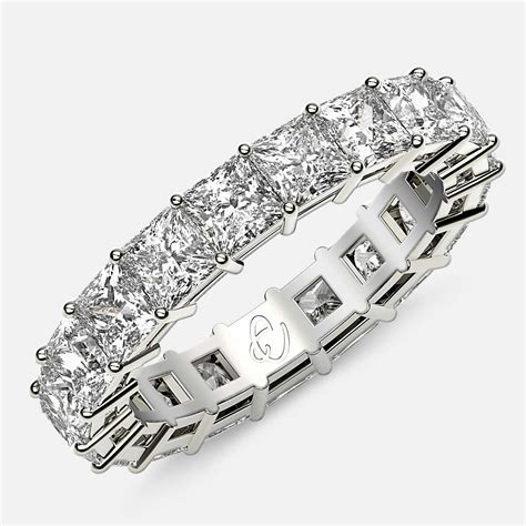 Eternity Ring with Prong Set Princess Cut Diamonds in 18k White Gold