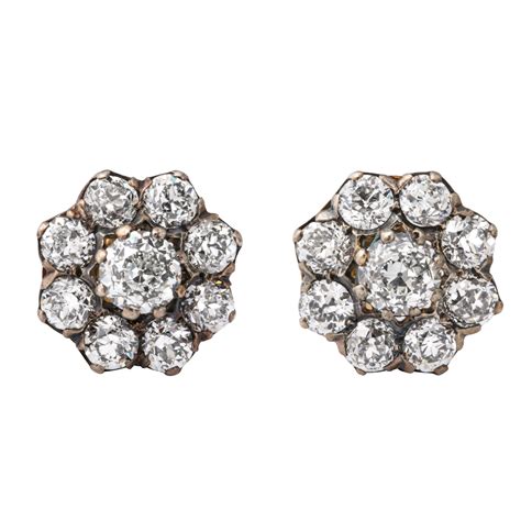 Victorian Diamond Cluster Stud Earrings – A La Vieille Russie FABERGE, Antique Jewelry, Russian ...