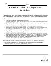 Rutherford's Gold Foil Experiment Worksheet.pdf - Name Jasmine Date Rutherford\u2019s Gold Foil ...