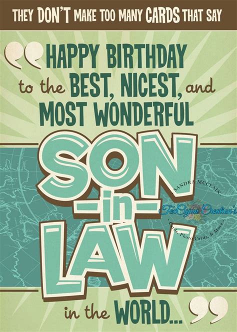 Birthday Card for Son-in-law Birthday Card Son in Law - Etsy | Birthday cards for son, Happy ...