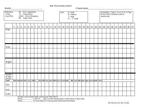 Bm Tracking Sheet Free Printable Bowel Movement Record Chart - 2023 Calendar Printable