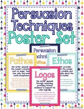 Persuasion Techniques Poster Set: Ethos, Logos, Pathos by Lovin Lit