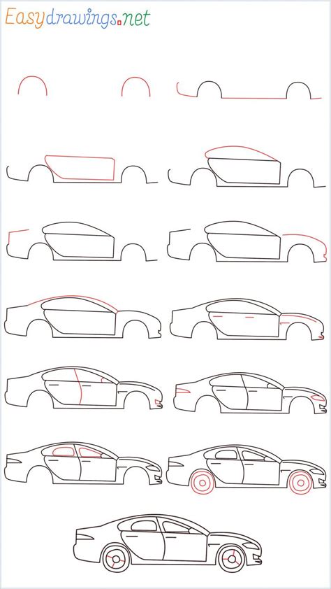 How To Draw A Car Step by Step - [13 Easy Phase] + [Video] | Car drawings, Easy drawings, Simple ...