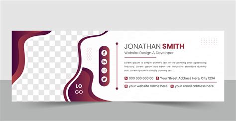 Creative email signature template. Corporate mail business email signature free vector banner ...