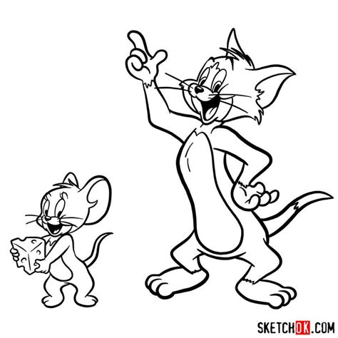 How to draw Tom and Jerry together - Sketchok easy drawing guides | Tom and jerry drawing, Tom ...