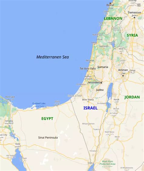 Map of Israel and Middle East Neighbor countries