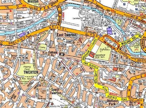 Bath City Centre A-Z Street Wall Map