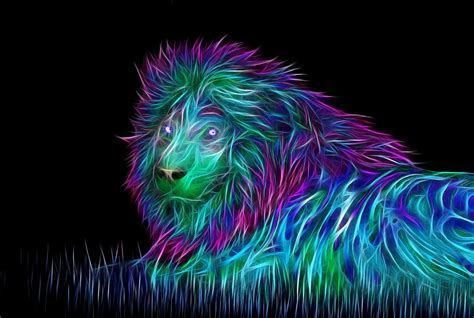 3d neon lion illustration HD wallpaper | Wallpaper Flare