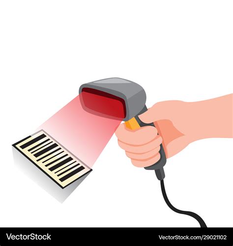 Hand holding barcode scanner cartoon Royalty Free Vector