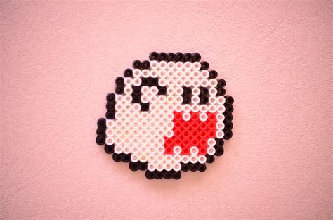 Boo Ghost Mario Bros Open Pixel Art 8-Bit Perler Beads Magnet Ornament Halloween Mario New ...