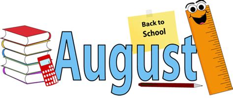 Month of August Back to School Clip Art - Month of August Back to School Image | August clipart ...