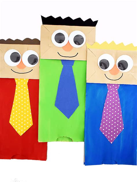 Paper Bag Dad Puppets - Our Kid Things