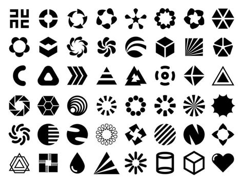 Vector black flat design elements for your logo design. Editable monochrome geometric shap ...