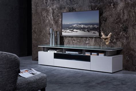 Grey Lacquer Living Room TV Stand with Glass Top Chicago Illinois VIG-Hurst