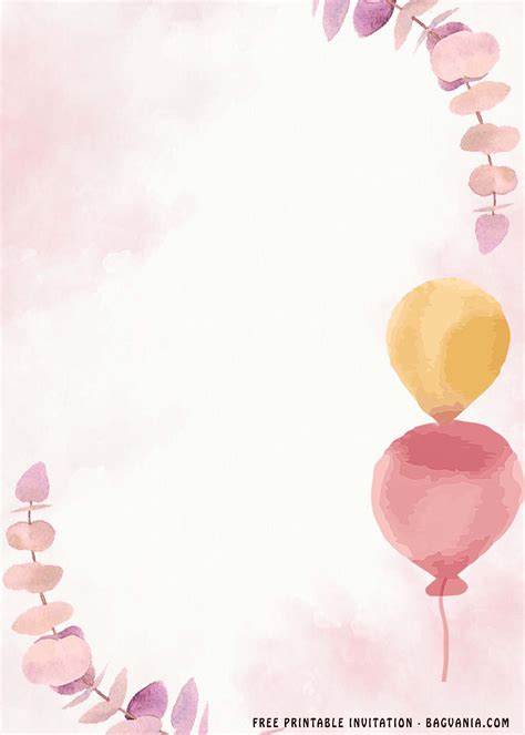 (FREE Printable) - Pink Balloons Invitation Templates | Balloon invitation, Postcard template ...