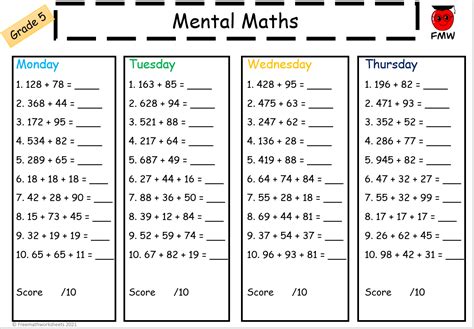 Mental Math Worksheets | Grades 2-6 | Free Worksheets | Printables