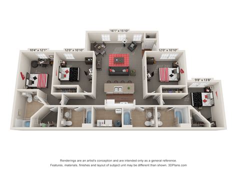 2, 3 and 4 Bedroom Apartment Floor Plans | Capstone Quarters