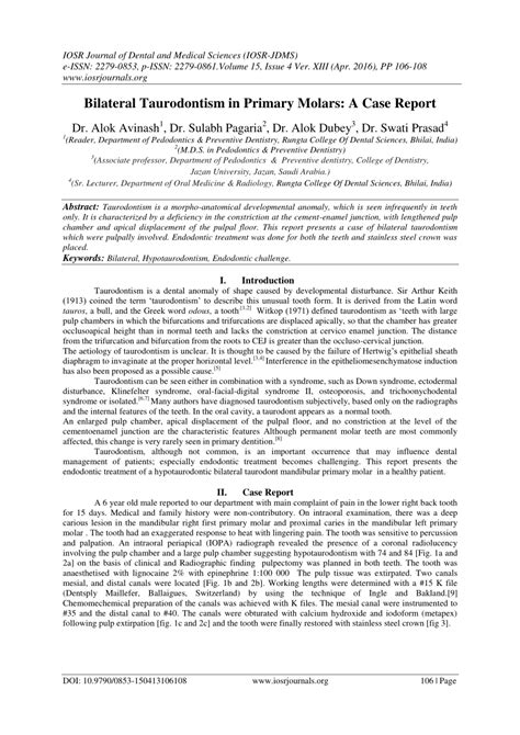 (PDF) Bilateral Taurodontism in Primary Molars: A Case Report