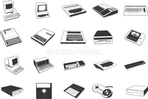 Retro Computer Illustrations Stock Vector - Illustration of controller, machine: 5395598