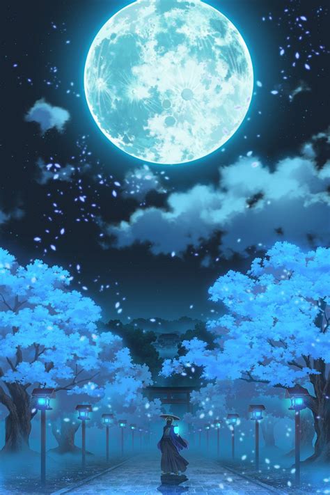 Anime Night Sky Moon Wallpapers - Top Free Anime Night Sky Moon Backgrounds - WallpaperAccess