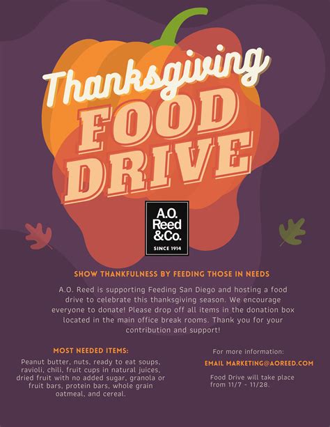 Thanksgiving Food Drive — A.O. Reed & Co.