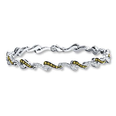 Kay Jewelers Yellow Diamond Bracelet 1/2 ct tw Round-cut Sterling Silver- Diamond Bracelets