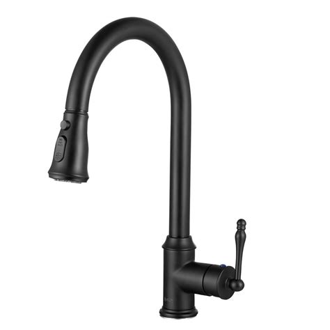 AKDY Kitchen Faucet with Pull Down Sprayer - Single Handle Matte Black High Arc Kitchen Sink ...