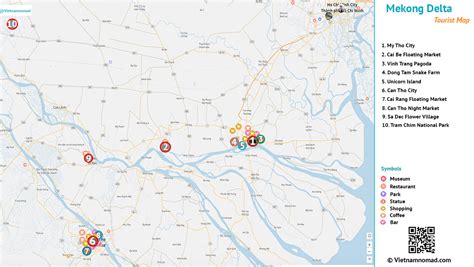 Mekong Delta Attractions Map - Map of Mekong Delta - Vietnamnomad