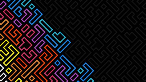 Download wallpaper 3840x2160 minimalist shapes, dark, neon puzzles, abstract 4k wallpaper, uhd ...