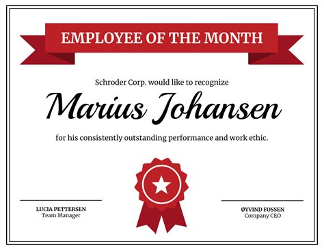 Employee Appreciation Certificate