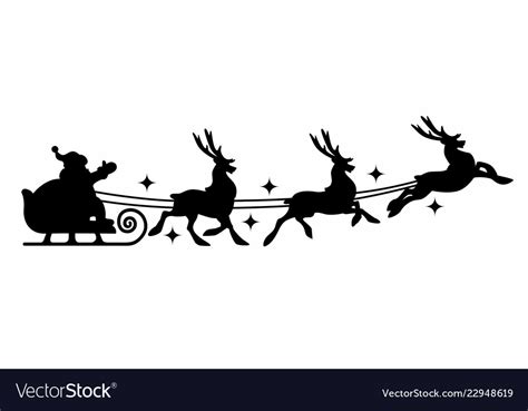 Silhouette of santa claus on sleigh Royalty Free Vector