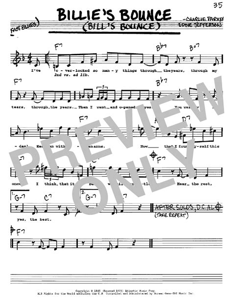 Billie's Bounce (Bill's Bounce) | Sheet Music Direct