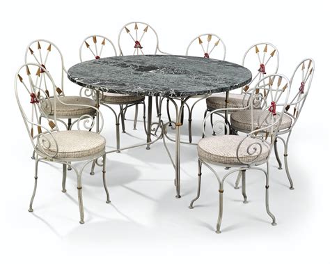 A SUITE OF GREY-PAINTED METAL FURNITURE