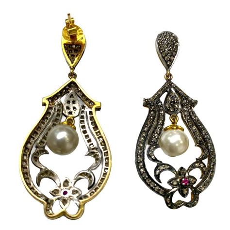 Victorian Inspired Rose Cut Diamond Earrings - Gleam Jewels