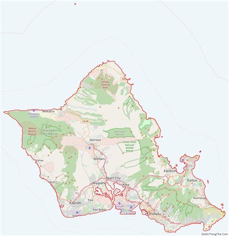 Map of Honolulu County, Hawaii