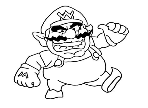 Wario Mario Coloring Page - Free Printable Coloring Pages